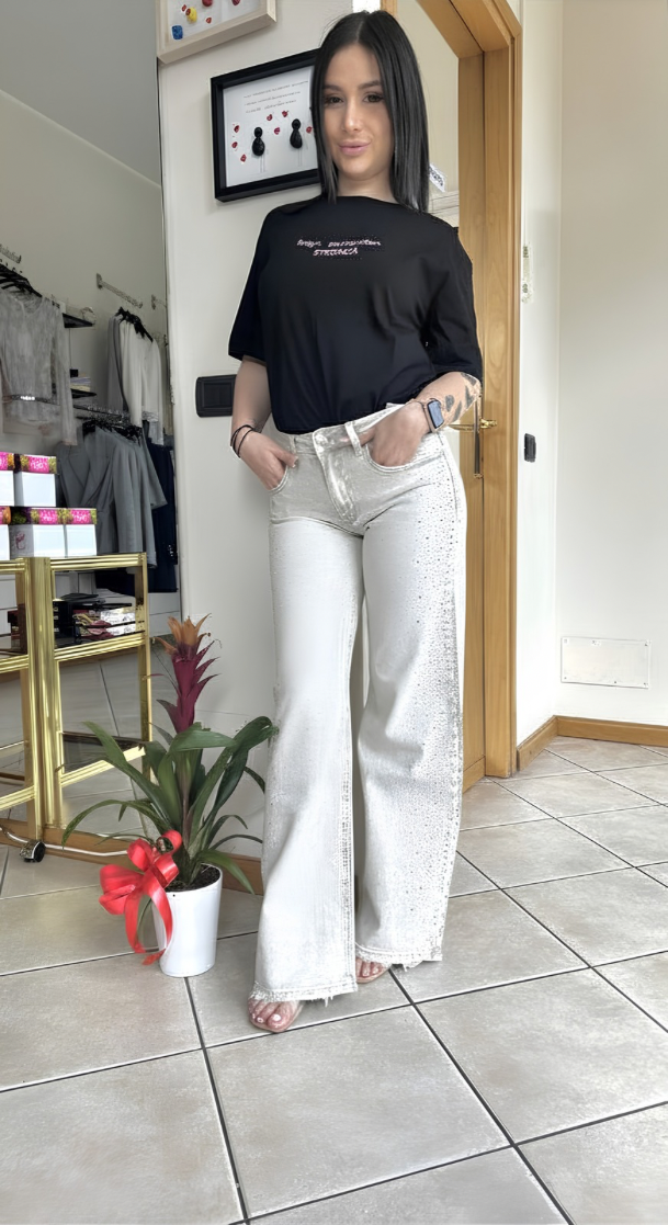 jeans grigio chiaro con strass jeans grigio chiaro con strass